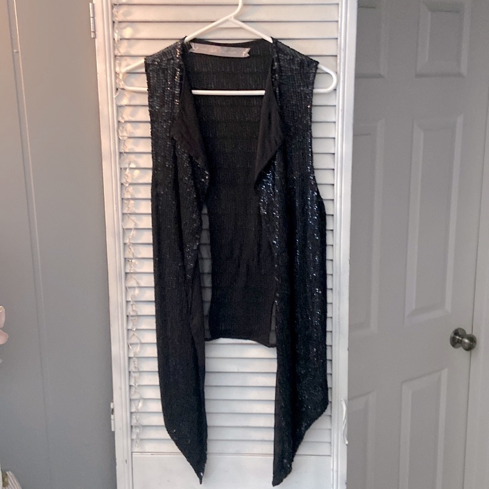 Dallin Chase beaded sequin sleeveless vest. Size L nwot